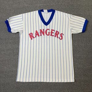 Vintage Majestic Texas Rangers Jersey T-Shirt Mens XL White Pinstripe MLB 90s